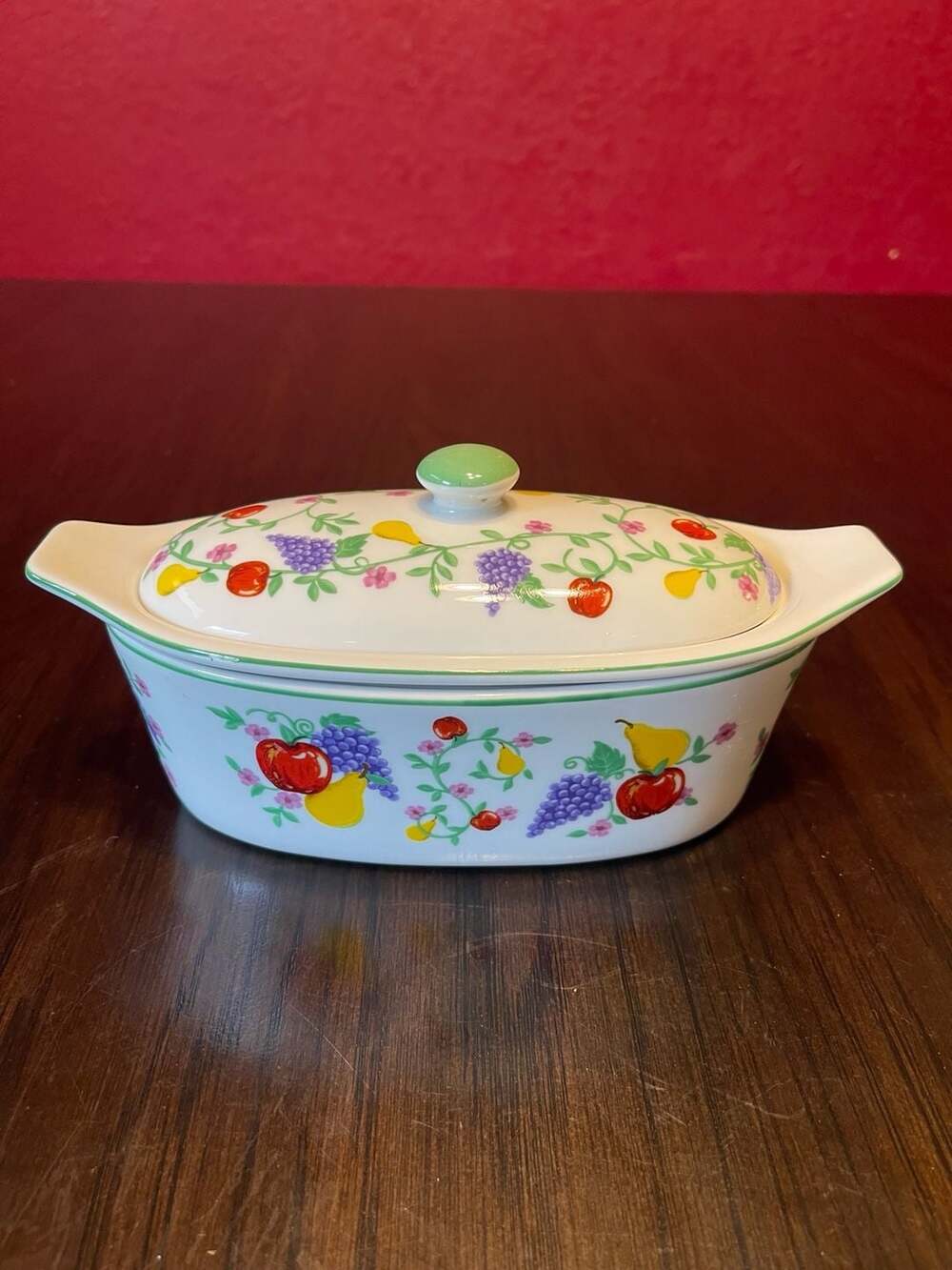 Cook Street Fruit Design Butter Boat Covered Dish